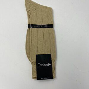 NEW pantherella light khaki soft cotton hand linked toe socks #5394